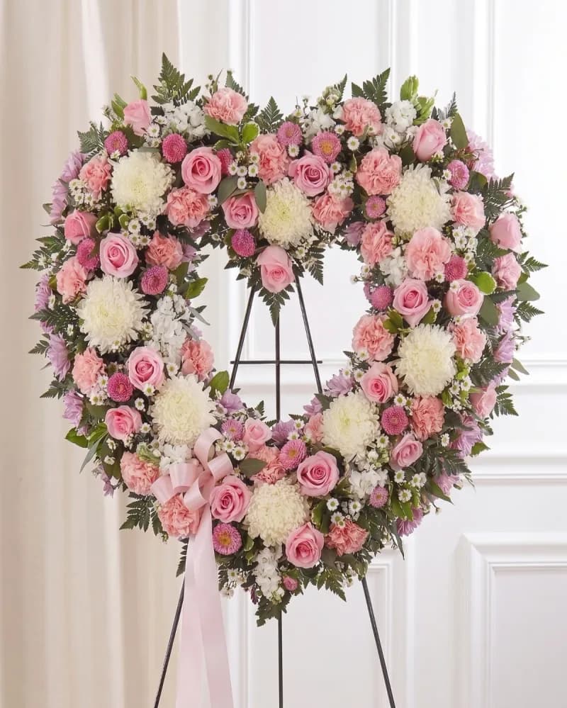 Always Remember Pink and White Standing Heart