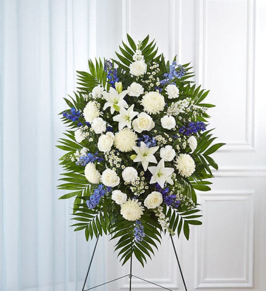 BLUE AND WHITE STANDING SPRAY