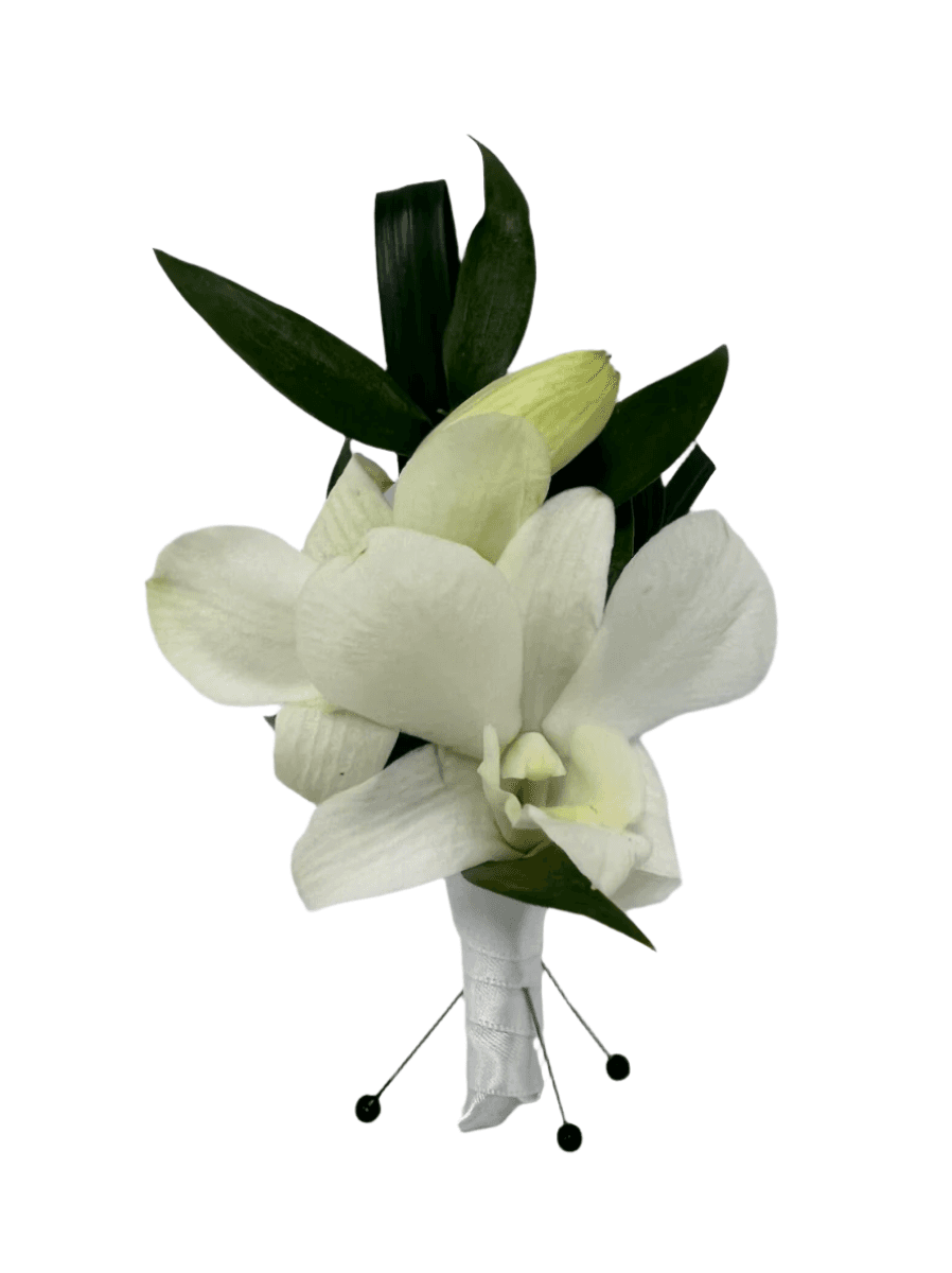 White Dendrobium Orchid Boutonniere