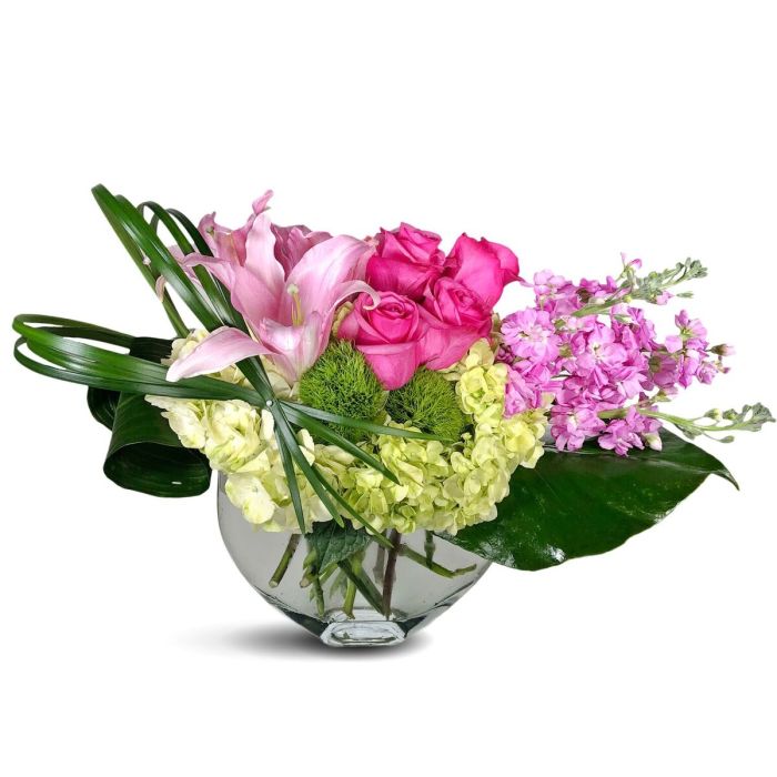 Pinks and Greens with Grass Loops and Greeneries South Florals Miami